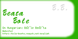 beata bole business card